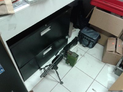 Nice to have a job where you look under the counter and there's an M60 just laying there :) which reminds me, the Breaking Bad finale was AWESOME!