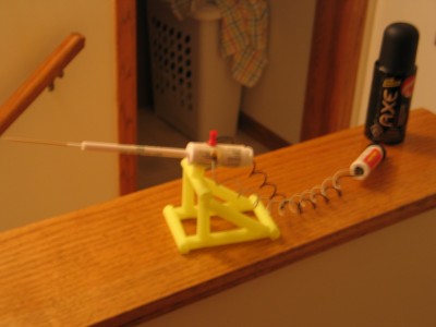 Ready to fire toothpick/q-tip projectile